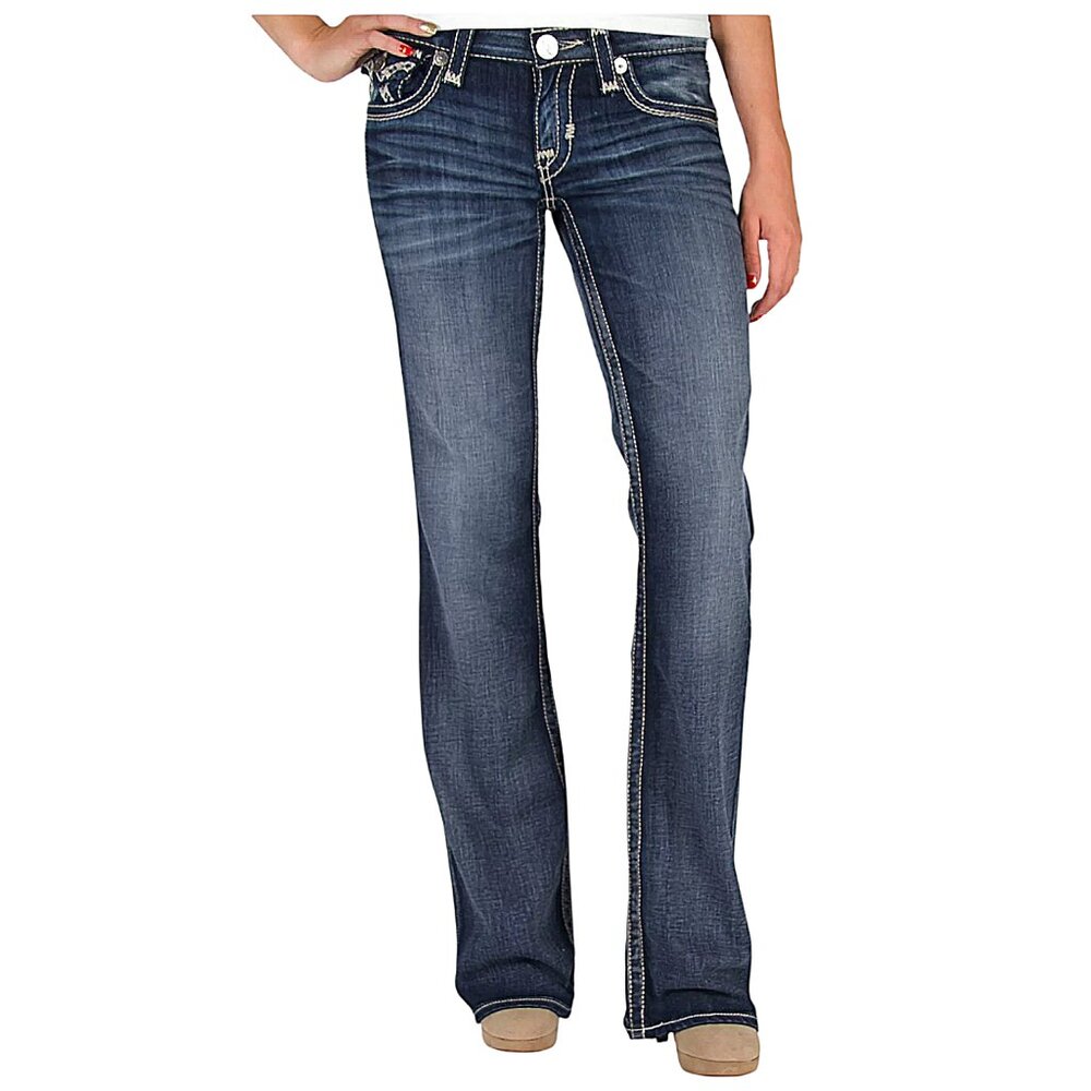 Big Star (Buckle) Liv 28 x 29 Low Rise Bootcut Jeans Good Cond Med Wash Whisker